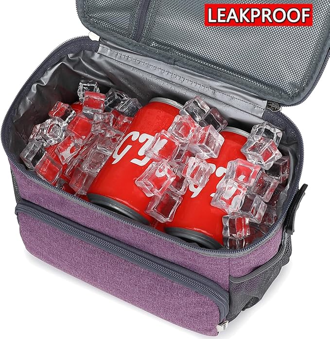 Unisex Insulated Lunch Bag, Purple, 10.2" x 7.5" x 9"