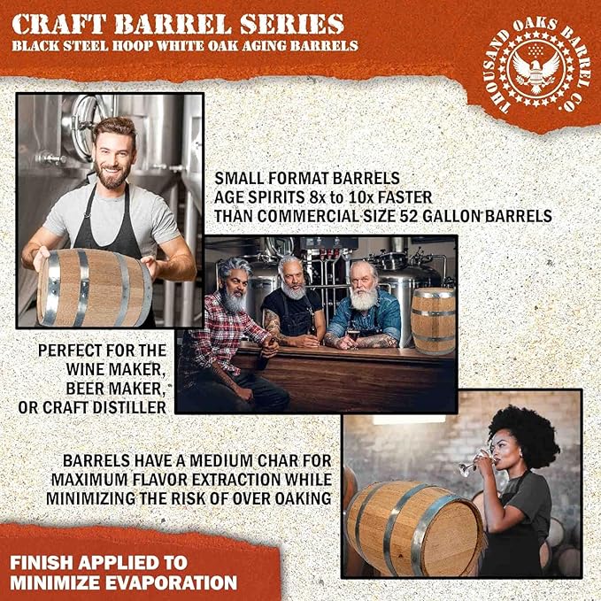 1 Liter Oak Aging Barrel with Wood Stand, Bung & Spigot - Mini Whiskey Barrels for The Home Alcohol Distiller, Moonshiner & Winemaker - Age Cocktails, Bourbon, Whisky, Tequila, Rum, Mead Wine (1L)