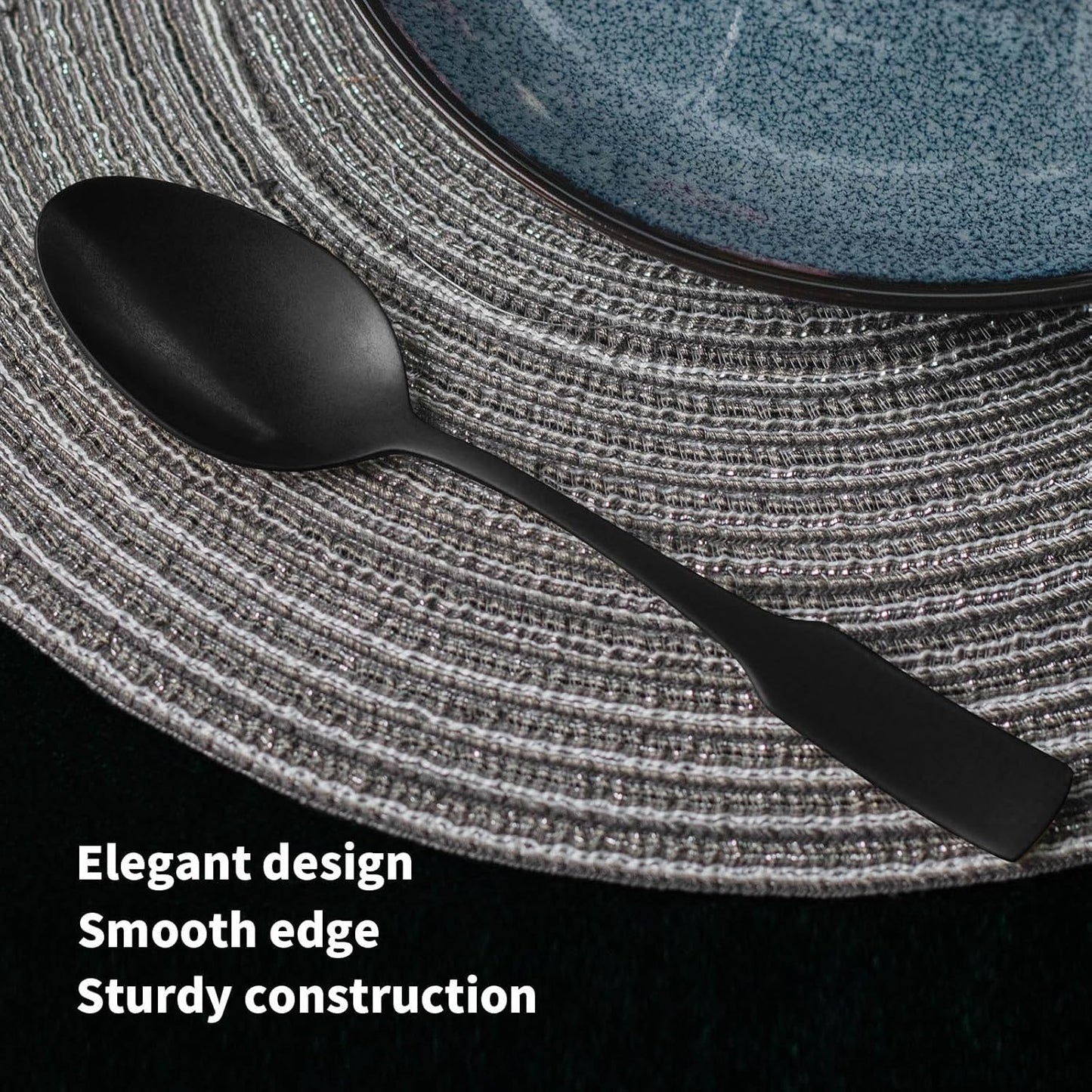 Alata Kate Black Tumbled 20-Piece Silverware Set,Service for 4,Stainless Steel Flatware Set,Tumbled Cutlery Set,Dishwasher Safe