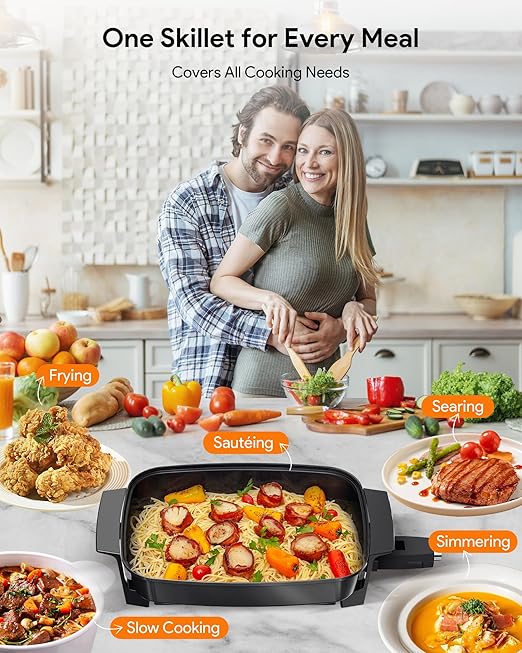 Nuwave Medley XL Digital Electric Skillet, Family Size Griddle w/Glass Lid, 2025 New & Improved Precision Heating, 100°-425°F, PFAS Free G11 Nonstick Ceramic Coating, Portable Hot Plate, 7qt Capacity
