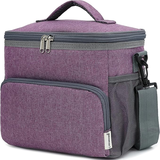 Unisex Insulated Lunch Bag, Purple, 10.2" x 7.5" x 9"