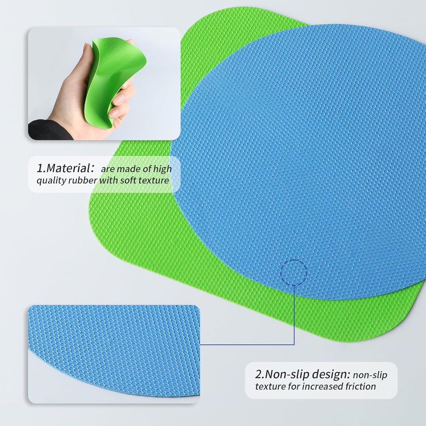 8PCS Jar Gripper Pads, Multifunctional Rubber Jar Opener, Heat Insulation Pad Kitchen Coasters for Elderly Senior Suffering from Weak Hands Arthritis (Light Blue, Green)