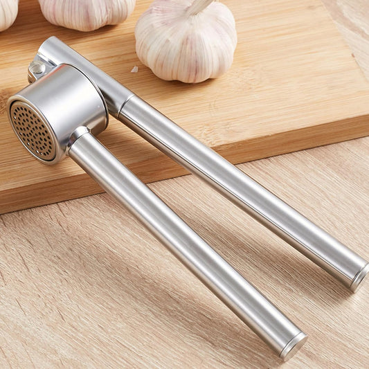 304 Stainless Steel Garlic Press Crusher & Ginger Squeezer, Heavy Duty Handheld Garlic Mincer Tool with Rust-Proof Design, Easy Squeeze and Clean