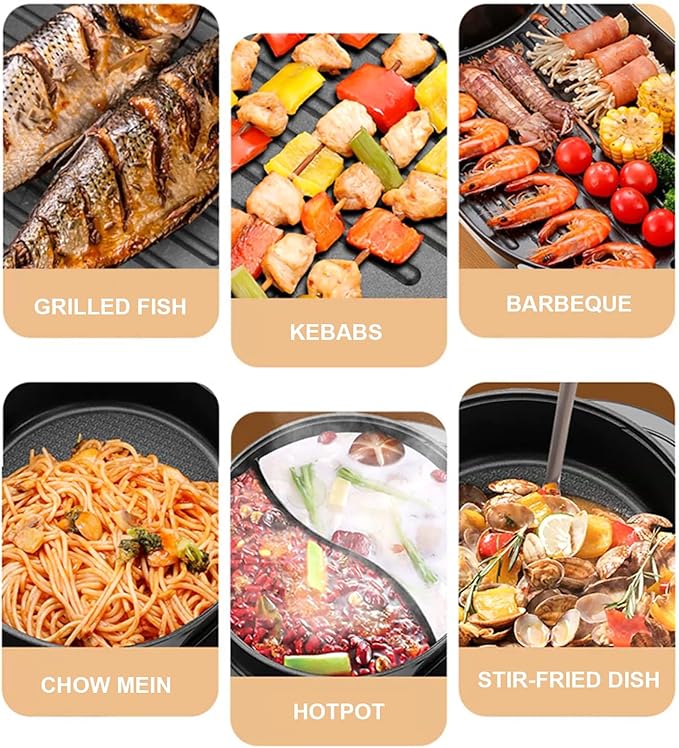 Electric Grills Pots 2 In 1 Indoor Nonstick Pots And Griddle For BBQ 5 Gear Temperature Control Heating Multi Functional Cooker