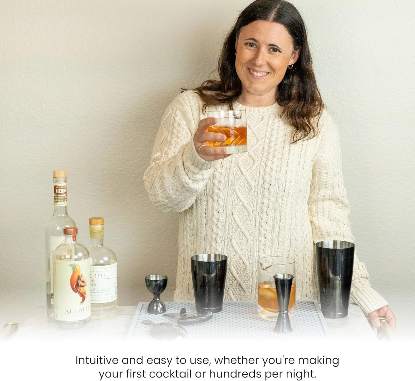 A Bar Above Stainless Steel Julep Strainer, 304 Metal Cocktail Sieve for Spirit-Forward Drinks, Rounded Handle Bartender Tool for Mixing Glasses and Shakers, Professional-Grade Drink Strainer