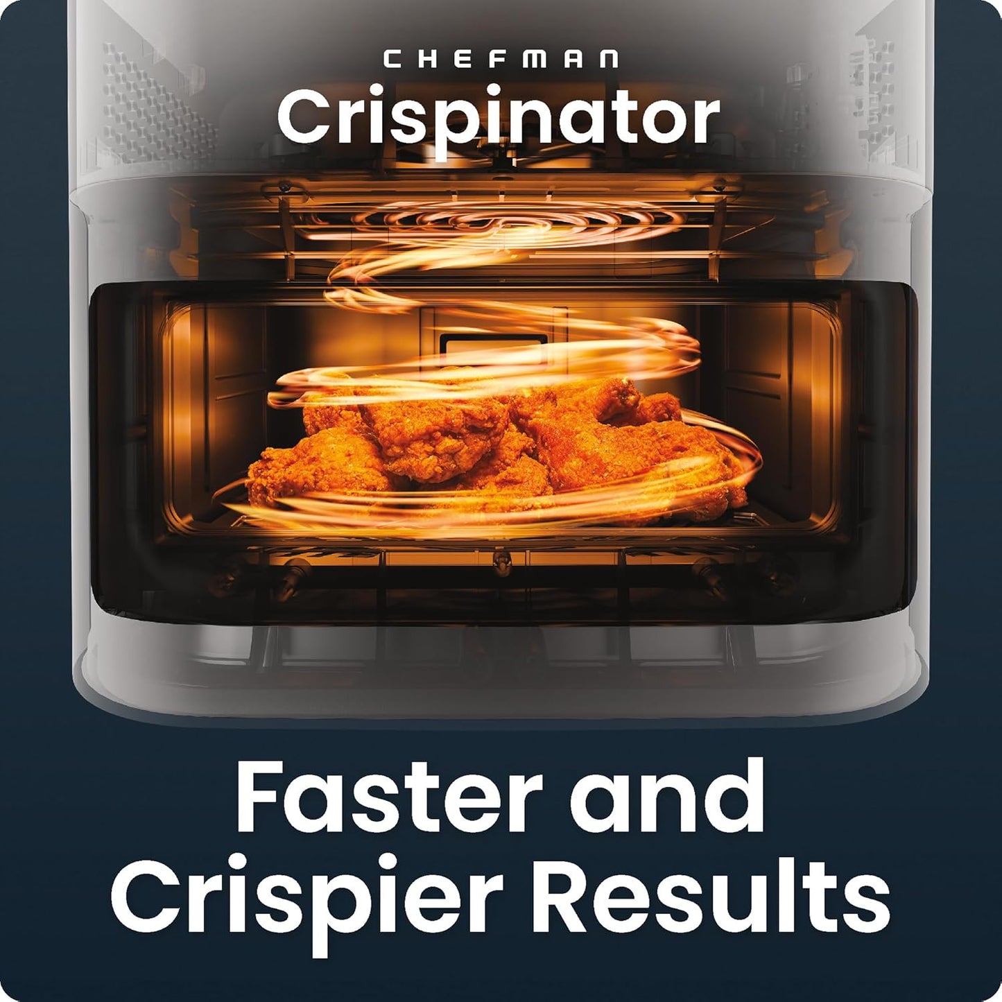 Chefman Crispinator Air Fryer 6-in-1 with 8 Qt capacity, 450°F Max Temp with TurboFry Pro Technology for Fast and Even Results, Viewing Window, Nonstick Ceramic Basket