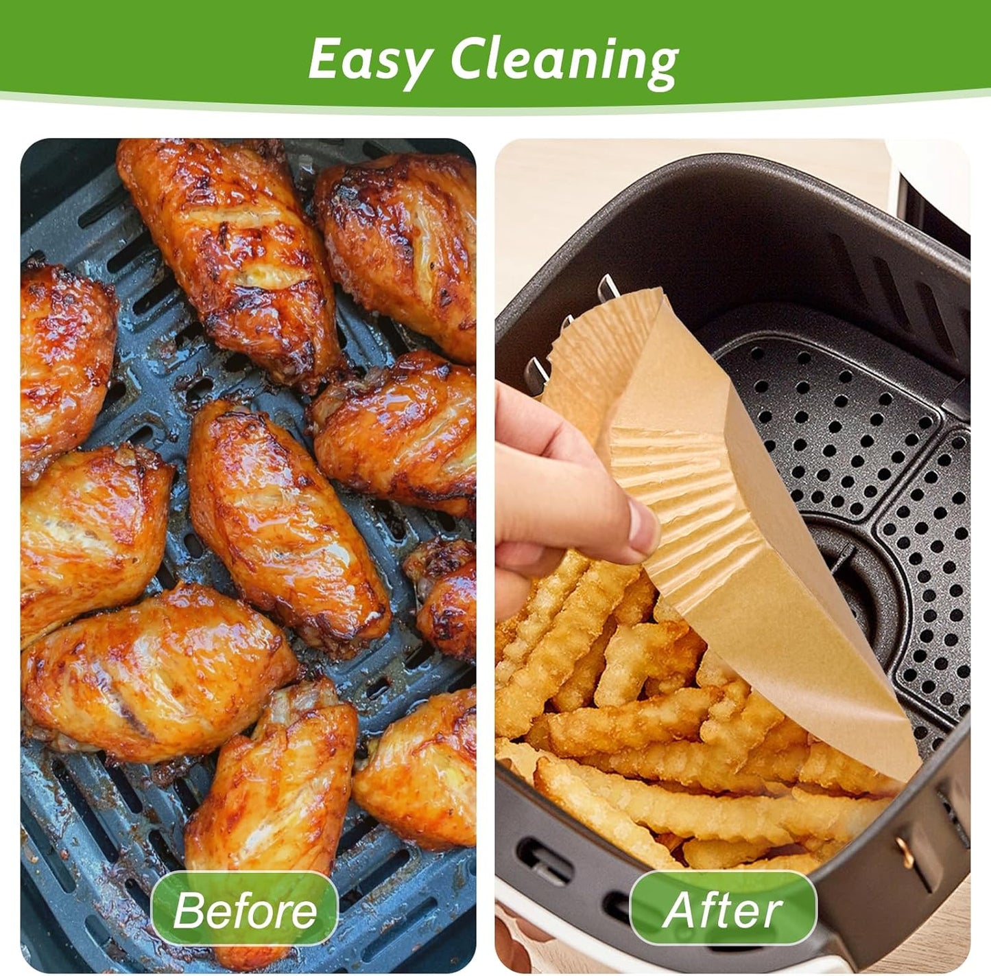 360 Pcs 8” Square Unbleached Heavy Duty Air Fryer Paper Liners Disposable, Non-Stick & Non-Leak Parchment Paper Liners for Airfryer Basket, Deep Fryer Parts & Accessories