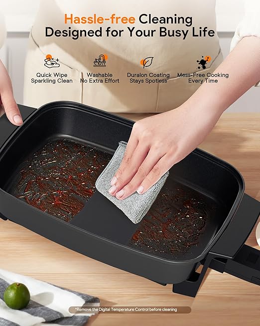 Nuwave Medley XL Digital Electric Skillet, Family Size Griddle w/Glass Lid, 2025 New & Improved Precision Heating, 100°-425°F, PFAS Free G11 Nonstick Ceramic Coating, Portable Hot Plate, 7qt Capacity