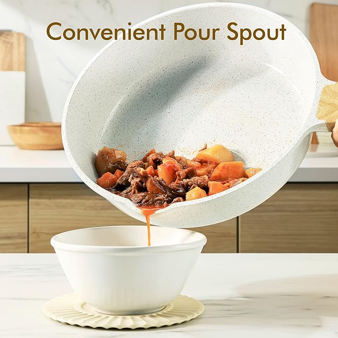 SENSARTE Nonstick Ceramic Saute Pan 10 Inch/3.5QT, Non-toxic Deep Frying Pan Skillet with Lid, Healthy Jumbo Cooker, Stay Cool Handle, Induction Compatible, PFOA & PFAS Free