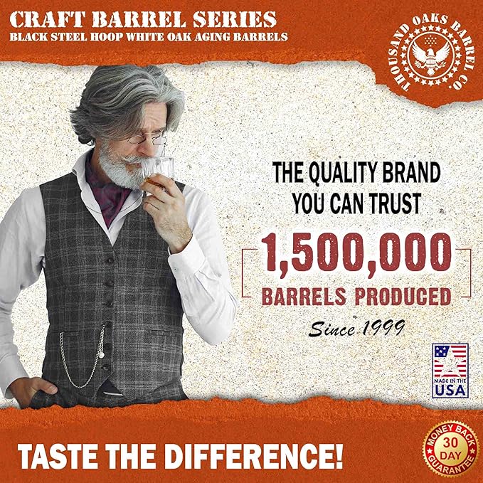 2 Liter Oak Aging Barrel with Wood Stand, Bung & Spigot - Mini Whiskey Barrels for The Home Alcohol Distiller, Moonshiner & Winemaker - Age Cocktails, Bourbon, Whisky, Tequila, Rum, Mead Wine (2L)