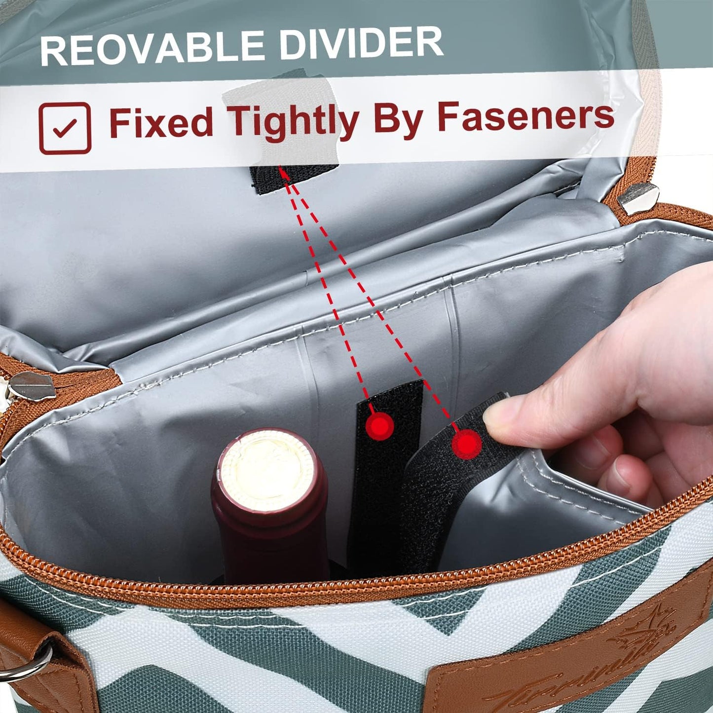 Tirrinia 2 Bottle Wine Gift Tote Carrier - Leakproof & Insulated Padded Versatile Wine Cooler Bag for Travel, BYOB Restaurant, Wine Tasting, Party, Dinner,Gift for Wine Lovers, Grey Wave