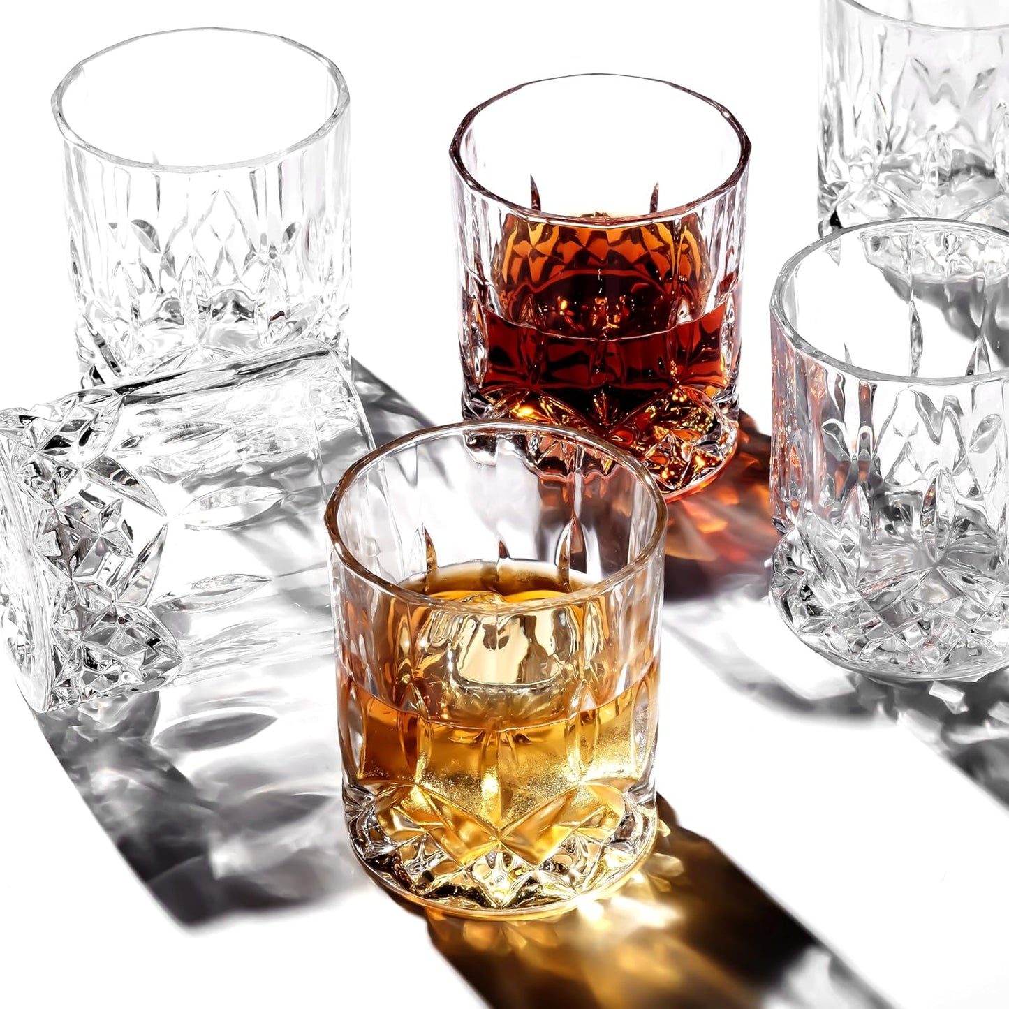 LEMONSODA Crystal Cut Old Fashioned Whiskey Glasses Set of 2, 4, 6-10oz Ultra-Clear Premium Lead-Free Rocks Glass Tumbler For Drinking Bourbon, Scotch, Cognac, Cocktails (Set of 48)(2043)