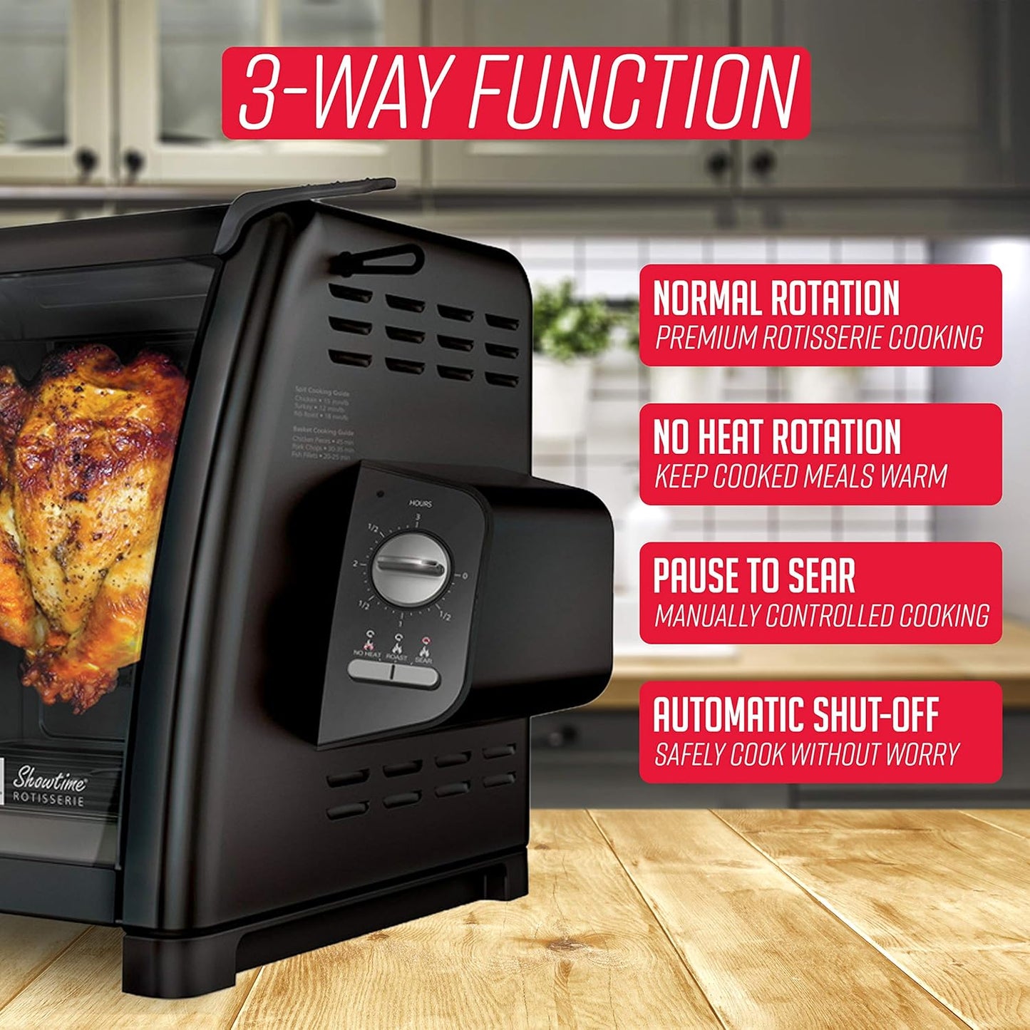 Ronco Modern Rotisserie Oven, Large Capacity (12lbs) Countertop Oven, Multi-Purpose Basket for Versatile Cooking, Easy-to-Use Controls