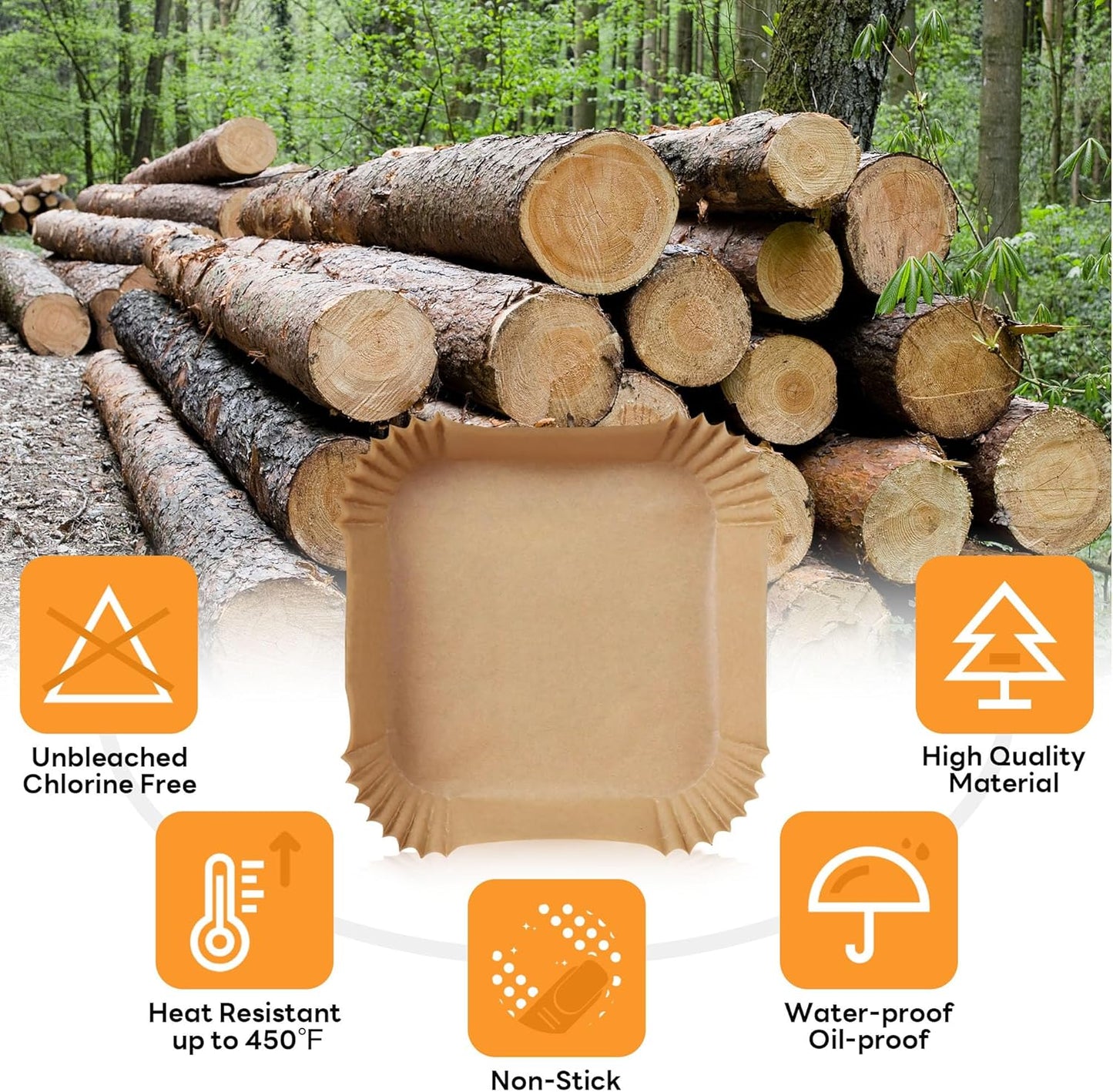 500 Pcs Air Fryer Paper Liners, 8 Inch Parchment Paper for 3-7 Qt Airfryer Basket, Square Airfryer Liners Compatible with COSORI 6-Qt, Ninja 5QT, Chefman 6 Quart Air Fryer