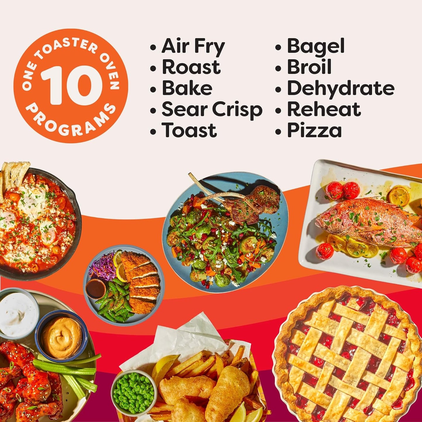 Instant Pot No Preheat Required* 6-Slice Air Fryer Toaster Oven with InstantHeat Technology, 10-in-1, Air Fry, Roast, Bake, Sear Crisp, Toast, Bagel, Broil, Dehydrate, Reheat, and Make Pizza