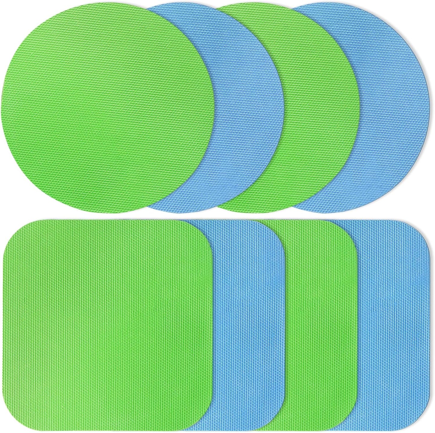 8PCS Jar Gripper Pads, Multifunctional Rubber Jar Opener, Heat Insulation Pad Kitchen Coasters for Elderly Senior Suffering from Weak Hands Arthritis (Light Blue, Green)