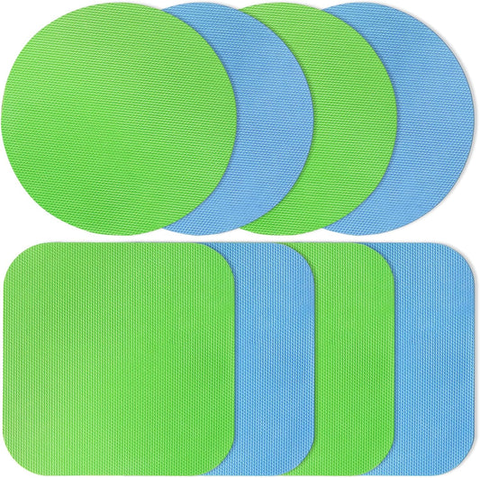 8PCS Jar Gripper Pads, Multifunctional Rubber Jar Opener, Heat Insulation Pad Kitchen Coasters for Elderly Senior Suffering from Weak Hands Arthritis (Light Blue, Green)