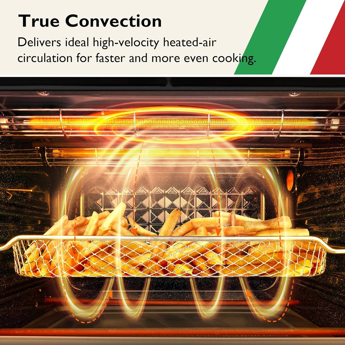 VAL CUCINA Air Fryer Toaster Oven Combo 10-in-1 Countertop Oven with Graphene Heating and True Convection, Non-Toxic Enamel Interior, Bake 12" Pizza, 6 Slices Toast, with Enamel Baking Pan Easy Clean