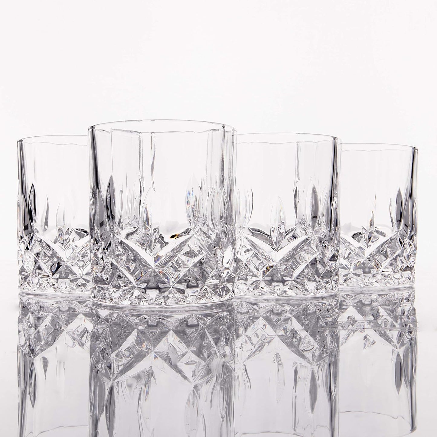 LEMONSODA Crystal Cut Old Fashioned Whiskey Glasses Set of 2, 4, 6-10oz Ultra-Clear Premium Lead-Free Rocks Glass Tumbler For Drinking Bourbon, Scotch, Cognac, Cocktails (Set of 2)
