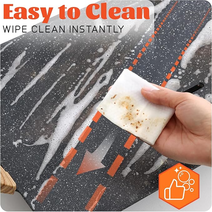 CookSimple Everyday 20"x12" Electric Griddle–1700W Nonstick ILAG Granite Surface, Large Sloped Design, Perfect for Family Meals, Pancakes&Eggs, Fast Even Heating, Easy to Clean, Granite Black