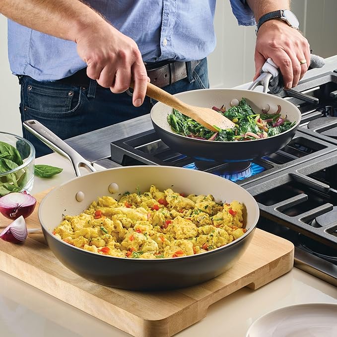 KitchenAid Hard Anodized Ceramic Nonstick Cookware Pots and Pans Set, 9 Piece - Matte Black