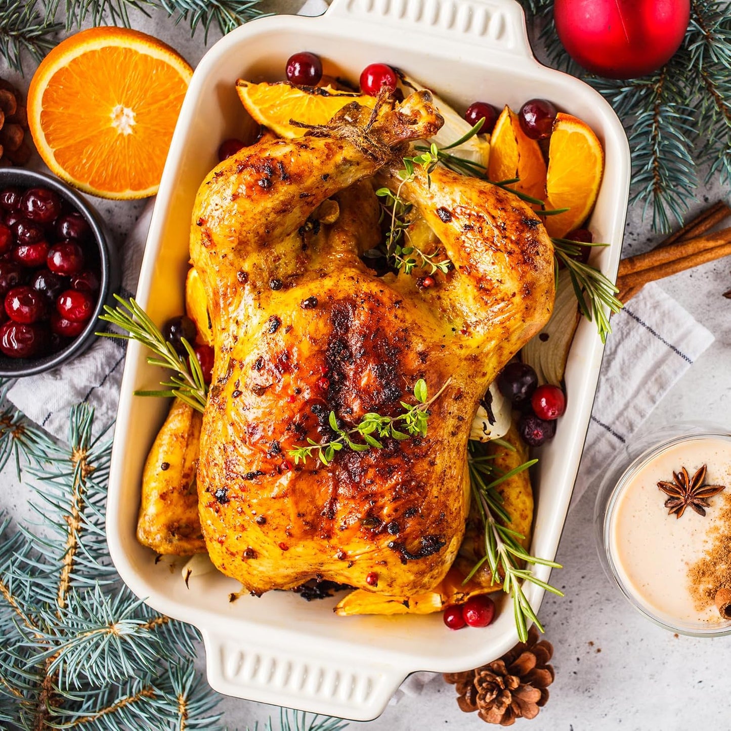 Sunvivi 22-Quart Roaster Oven with Visible Glass Lid, Sunvivi Electric Roaster with Removable Pan & Rack, 150-450°F Full-Range Temperature Control with Defrost/Warm Function, Stainless Steel, White