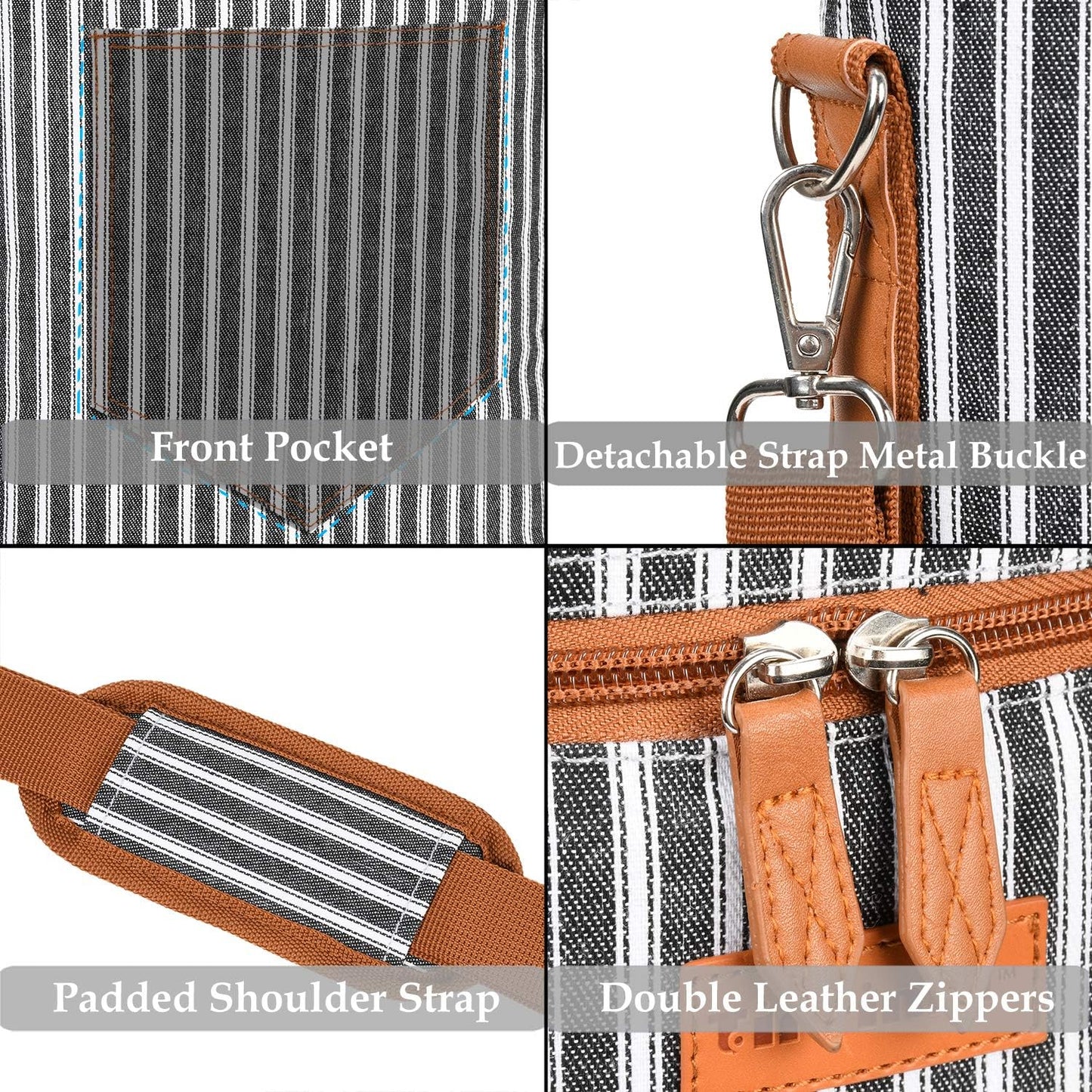 Tirrinia 2 Bottle Wine Gift Tote Carrier - Leakproof & Insulated Padded Versatile Wine Cooler Bag for Travel, BYOB Restaurant, Wine Tasting, Party, Dinner,Gift for Wine Lovers, Black Stripe