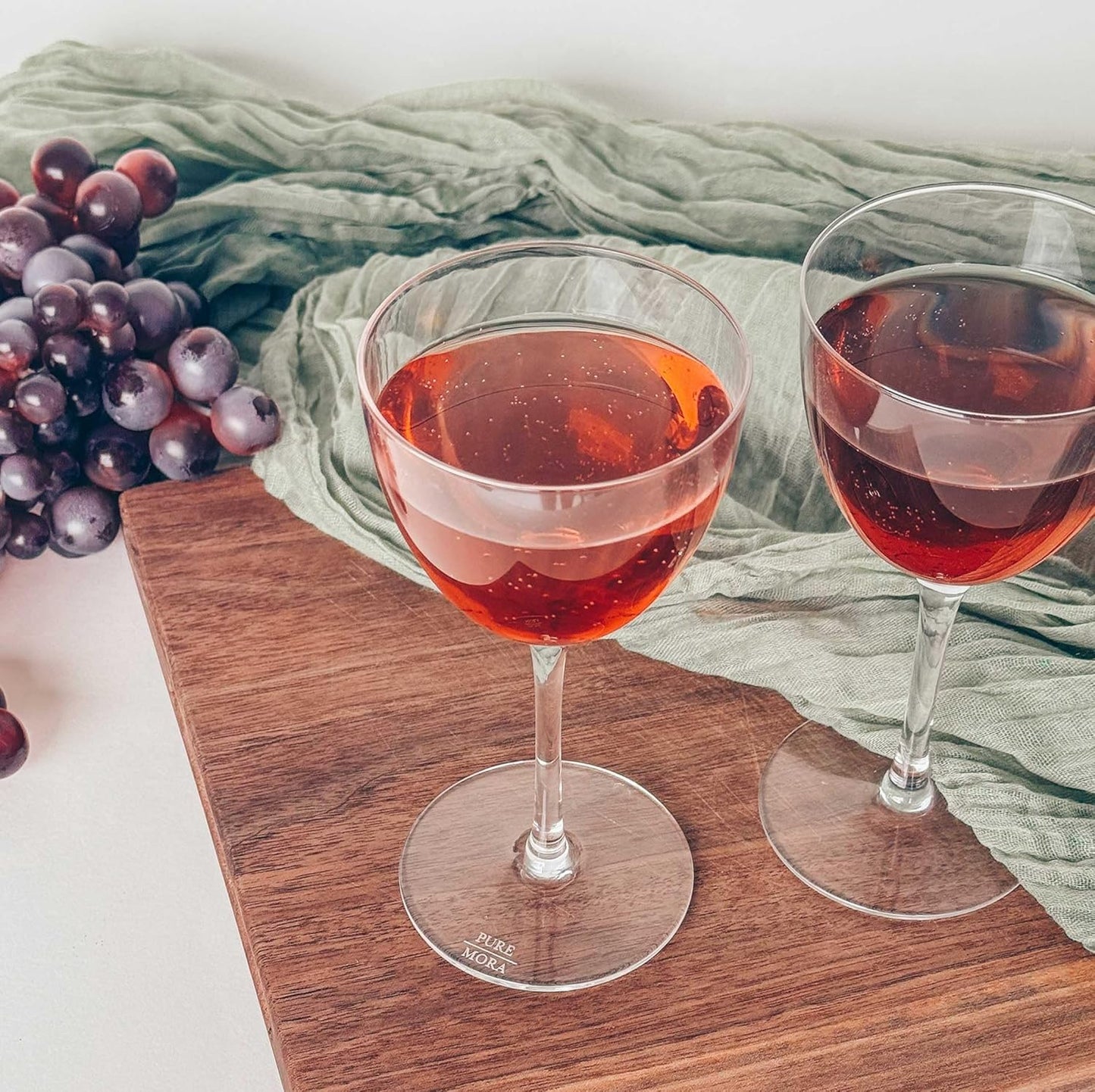 PURE MORA Nick and Nora Glasses, Set of 4-6oz - Smaller Cocktail Glass for Bijou, Old Pal, Aperitifs, Negroni, Vermouth, Wine, etc. Hand Blown Premium Crystal - Classic Bartender Mixology Glassware