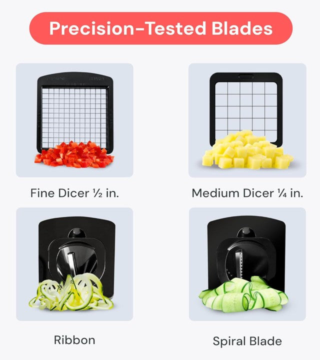 Vegetable Chopper and Spiralizer, Food Chopper with Container, Fruit Slicer, Kitchen Gadgets & Accessories, Home Essentials (4 in 1, White)